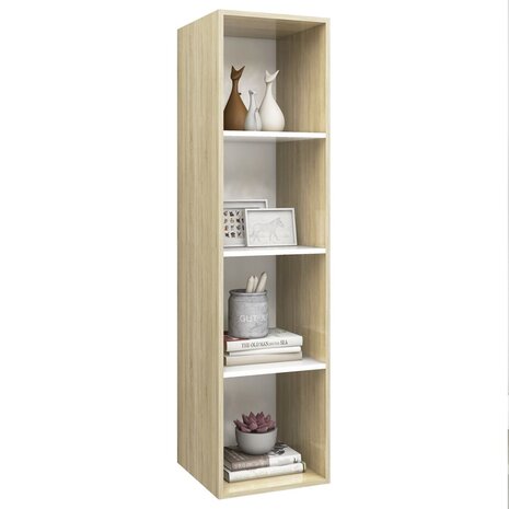 Tv-wandmeubel 37x37x142,5 cm bewerkt hout sonoma eikenkleur wit 3