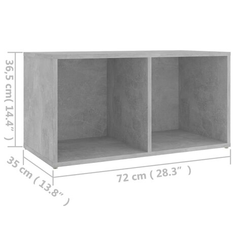 Tv-meubel 72x35x36,5 cm bewerkt hout betongrijs 9