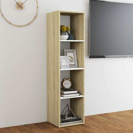 Tv-meubel 142,5x35x36,5 cm bewerkt hout wit sonoma eikenkleurig 4