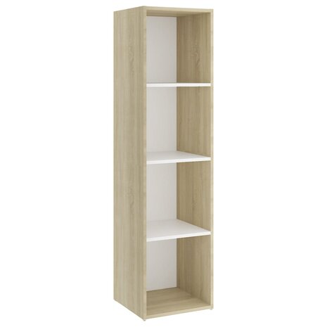 Tv-meubel 142,5x35x36,5 cm bewerkt hout wit sonoma eikenkleurig 7