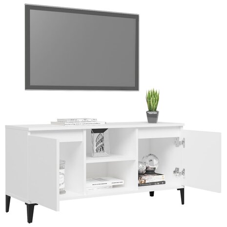 Tv-meubel met metalen poten 103,5x35x50 cm wit 4