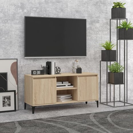 Tv-meubel met metalen poten 103,5x35x50 cm sonoma eikenkleurig 1