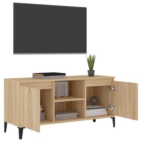 Tv-meubel met metalen poten 103,5x35x50 cm sonoma eikenkleurig 4