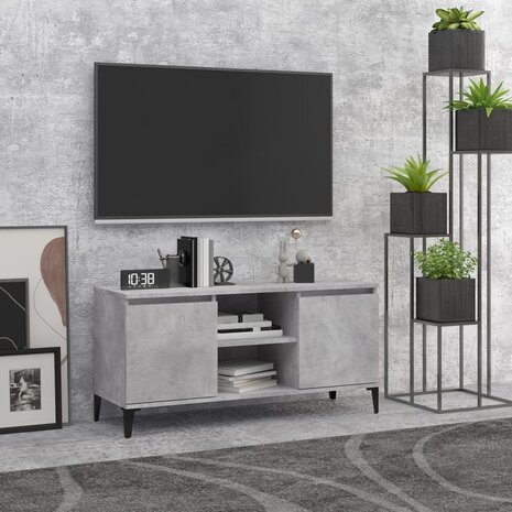 Tv-meubel met metalen poten 103,5x35x50 cm betongrijs 1