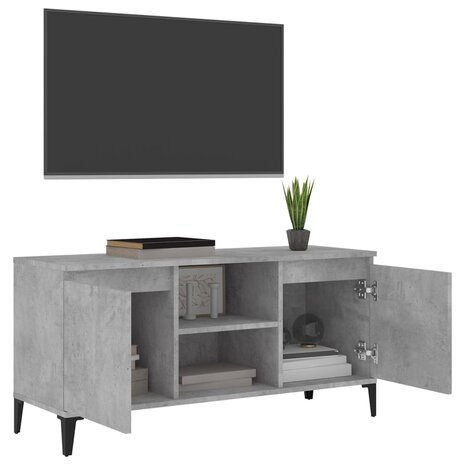 Tv-meubel met metalen poten 103,5x35x50 cm betongrijs 4