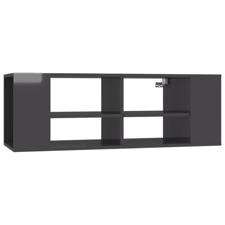 Tv-wandmeubel 102x35x35 cm bewerkt hout hoogglans grijs 2