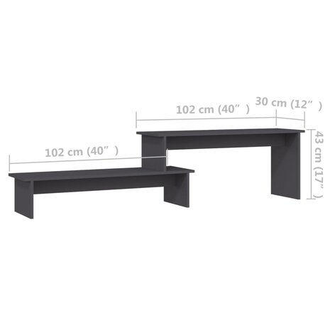 Tv-meubel 180x30x43 cm bewerkt hout grijs 7