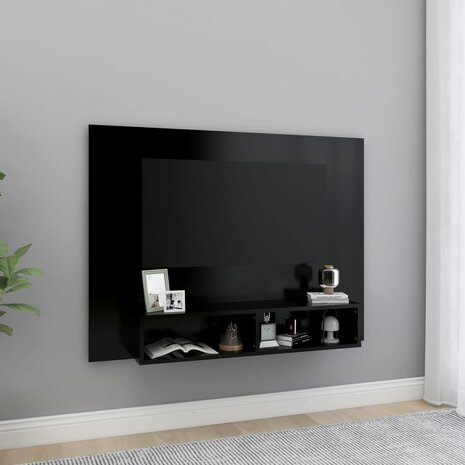 Tv-wandmeubel 120x23,5x90 cm bewerkt hout zwart 1