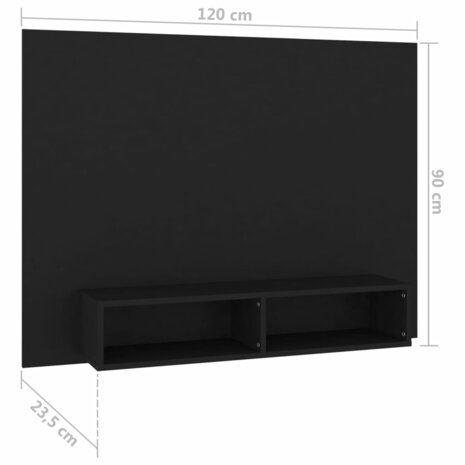 Tv-wandmeubel 120x23,5x90 cm bewerkt hout zwart 7