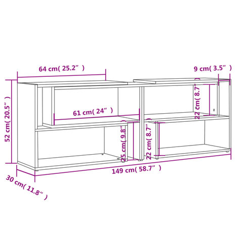 Tv-meubel 149x30x52 cm bewerkt hout zwart 8