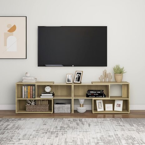 Tv-meubel 149x30x52 cm bewerkt hout sonoma eikenkleurig 3