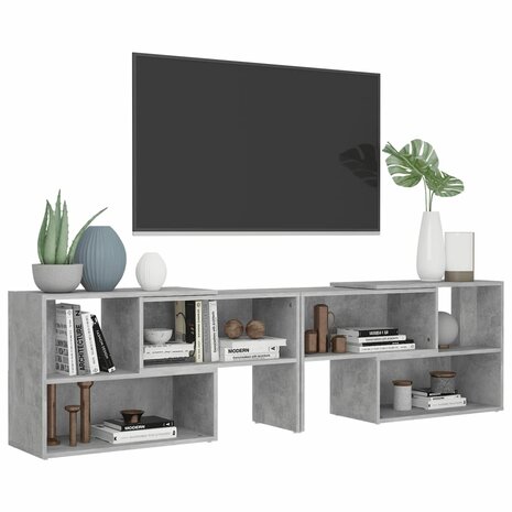 Tv-meubel 149x30x52 cm bewerkt hout betongrijs 4