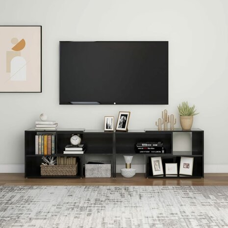 Tv-meubel 149x30x52 cm bewerkt hout hoogglans zwart 3