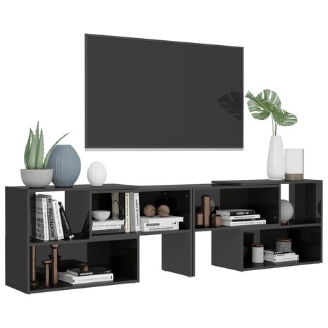 Tv-meubel 149x30x52 cm bewerkt hout hoogglans grijs 4