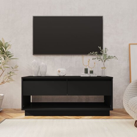 Tv-meubel 102x41x44 cm bewerkt hout zwart 1