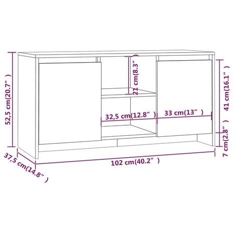 Tv-meubel 102x37,5x52,5 cm bewerkt hout wit 8