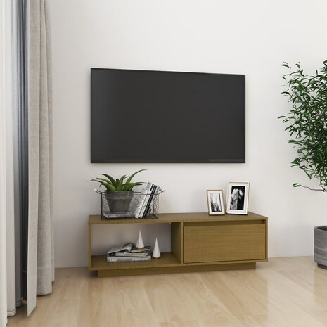 Tv-meubel 110x30x33,5 cm massief grenenhout honingbruin 1