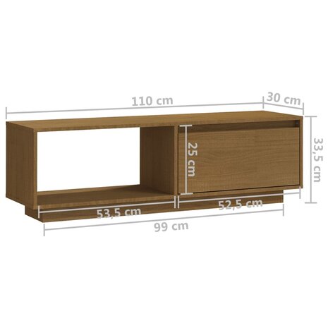 Tv-meubel 110x30x33,5 cm massief grenenhout honingbruin 10