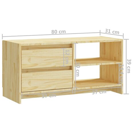 Tv-meubel 80x31x39 cm massief grenenhout 11