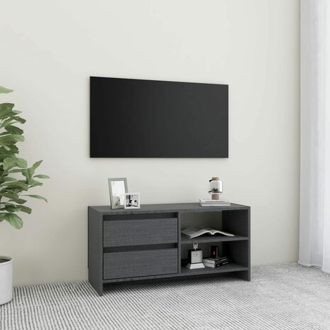 Tv-meubel 80x31x39 cm massief grenenhout grijs 1