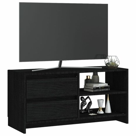 Tv-meubel 80x31x39 cm massief grenenhout zwart 4