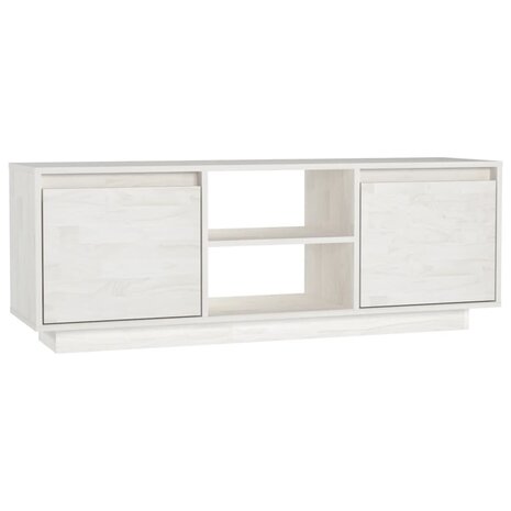 Tv-meubel 110x30x40 cm massief grenenhout wit 2