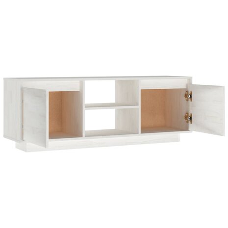 Tv-meubel 110x30x40 cm massief grenenhout wit 7