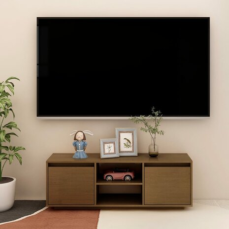 Tv-meubel 110x30x40 cm massief grenenhout honingbruin 1