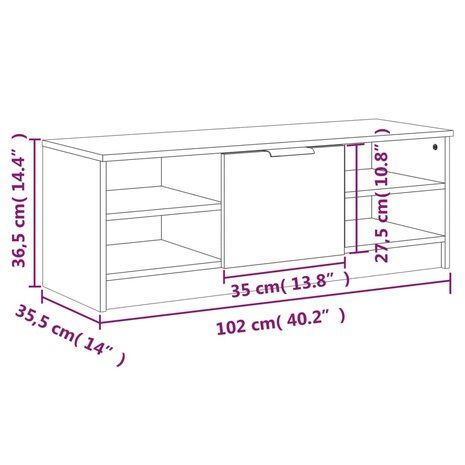 Tv-meubel 102x35,5x36,5 cm bewerkt hout wit 9