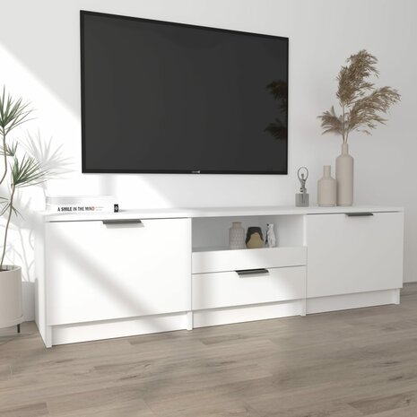 Tv-meubel 140x35x40 cm bewerkt hout wit 3