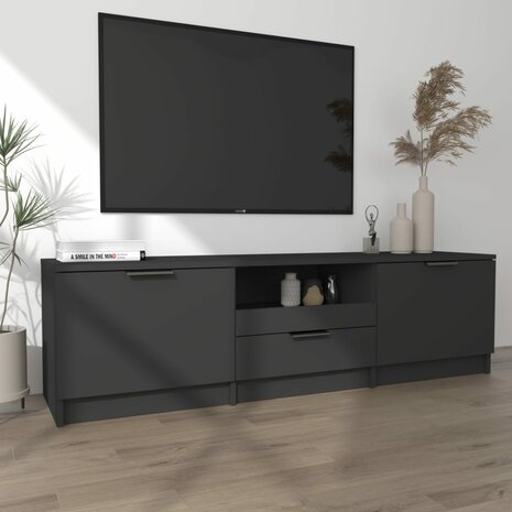 Tv-meubel 140x35x40 cm bewerkt hout zwart 3