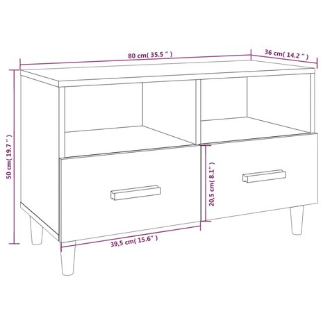 Tv-meubel 80x36x50 cm bewerkt hout betongrijs 10