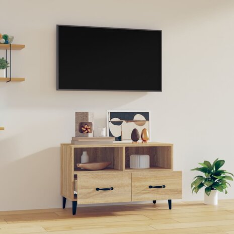 Tv-meubel 80x36x50 cm bewerkt hout sonoma eiken 3