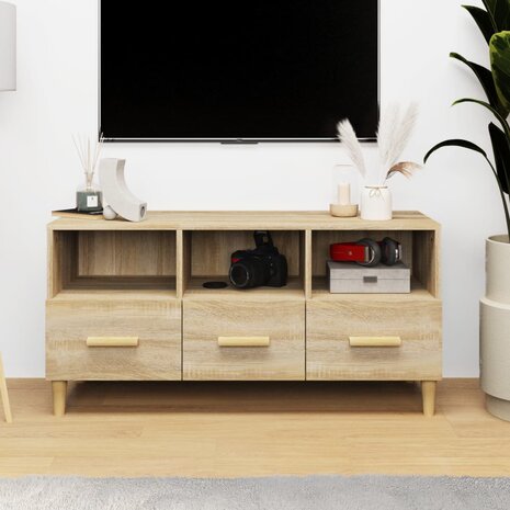 Tv-meubel 102x36x50 cm bewerkt hout sonoma eikenkleurig 1