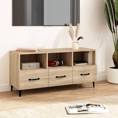 Tv-meubel 102x35x50 cm bewerkt hout sonoma eikenkleurig 1