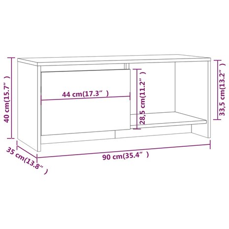 Tv-meubel 90x35x40 cm bewerkt hout gerookt eikenkleurig 8