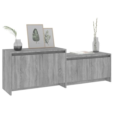 Tv-meubel 146,5x35x50 cm bewerkt hout grijs sonoma eikenkleurig 4