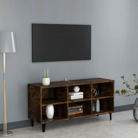 Tv-meubel met metalen poten 103,5x30x50 cm gerookt eikenkleurig 1