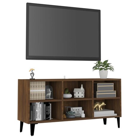 Tv-meubel met metalen poten 103,5x30x50 cm bruin eikenkleur 3