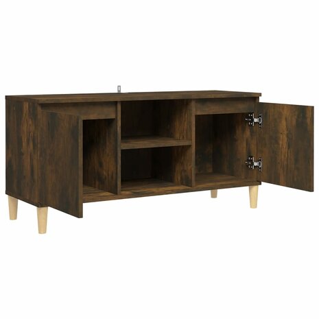 Tv-meubel met houten poten 103,5x35x50 cm gerookt eikenkleurig 4