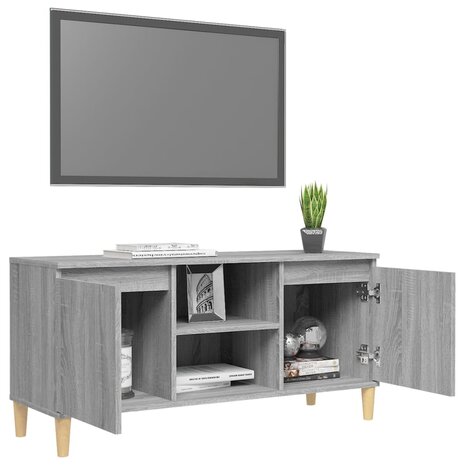 Tv-meubel met houten poten 103,5x35x50 cm grijs sonoma eiken 7