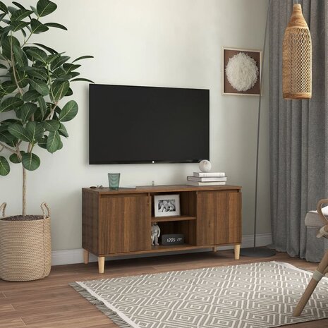 Tv-meubel met houten poten 103,5x35x50 cm bruin eikenkleur 1