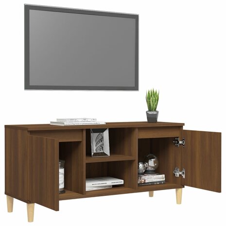 Tv-meubel met houten poten 103,5x35x50 cm bruin eikenkleur 7