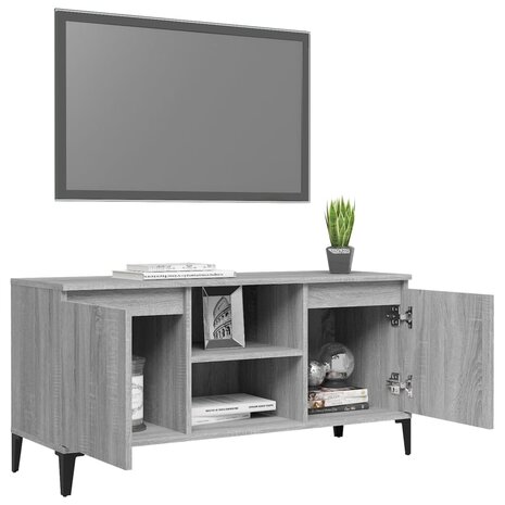 Tv-meubel met metalen poten 103,5x35x50 cm grijs sonoma eiken 4