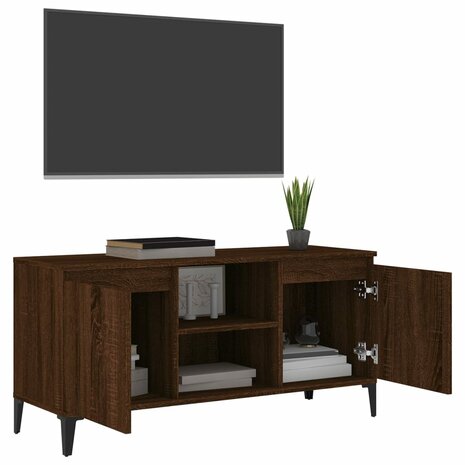 Tv-meubel met metalen poten 103,5x35x50 cm bruin eikenkleur 4