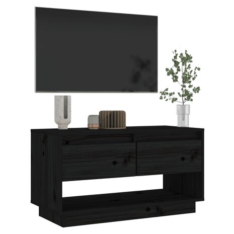 Tv-meubel 74x34x40 cm massief grenenhout zwart 7