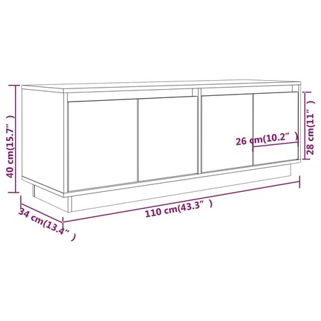 Tv-meubel 110x34x40 cm massief grenenhout 9