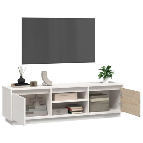 Tv-meubel 140x35x40 cm massief grenenhout wit 5