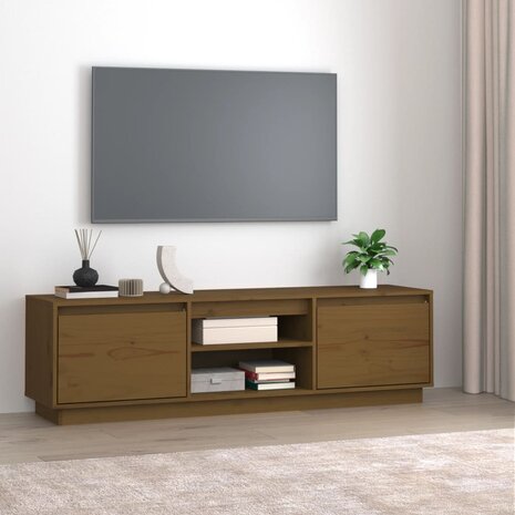 Tv-meubel 140x35x40 cm massief grenenhout honingbruin 1