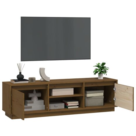 Tv-meubel 140x35x40 cm massief grenenhout honingbruin 5